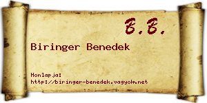 Biringer Benedek névjegykártya